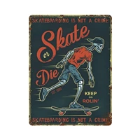 metal tin sign skateboarding is not a crime vintage tin poster metal sign wall decoration country kitchen home garage decor 16