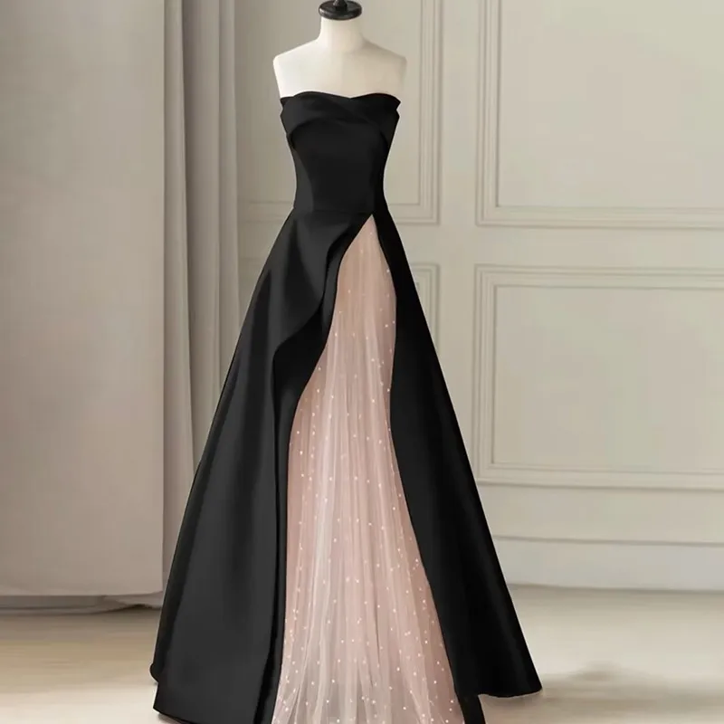 Черный верх легкое роскошное платье для ведущего вечеринки в стиле мизинъевы на