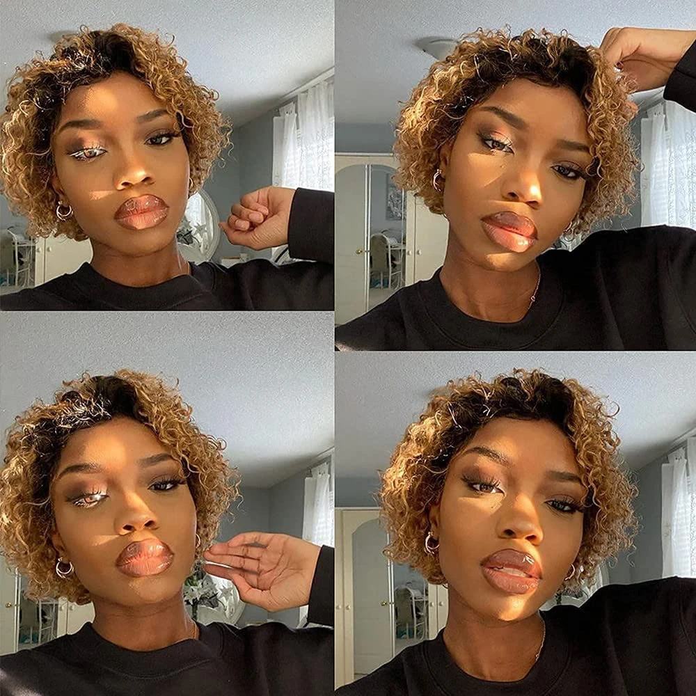 Парик фея из человеческих волос короткий вьющийся боб парик коричневый бордовый