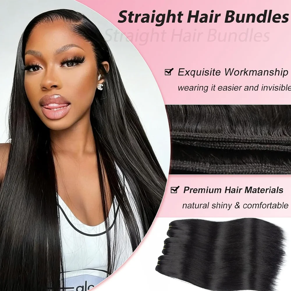 Фото Наборы прямых волос 12A Tissage Cheveux Humains Bone Straight: двойные машинные швы, натуральные волосы Реми для наращивания №3