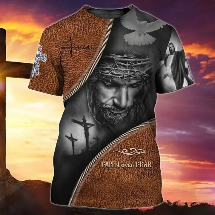 

3D full-body Printed JesusT-shirt For Men And Women Easter Christian Faith Fashion Pattern Tee Casual Loose Sport Tops
