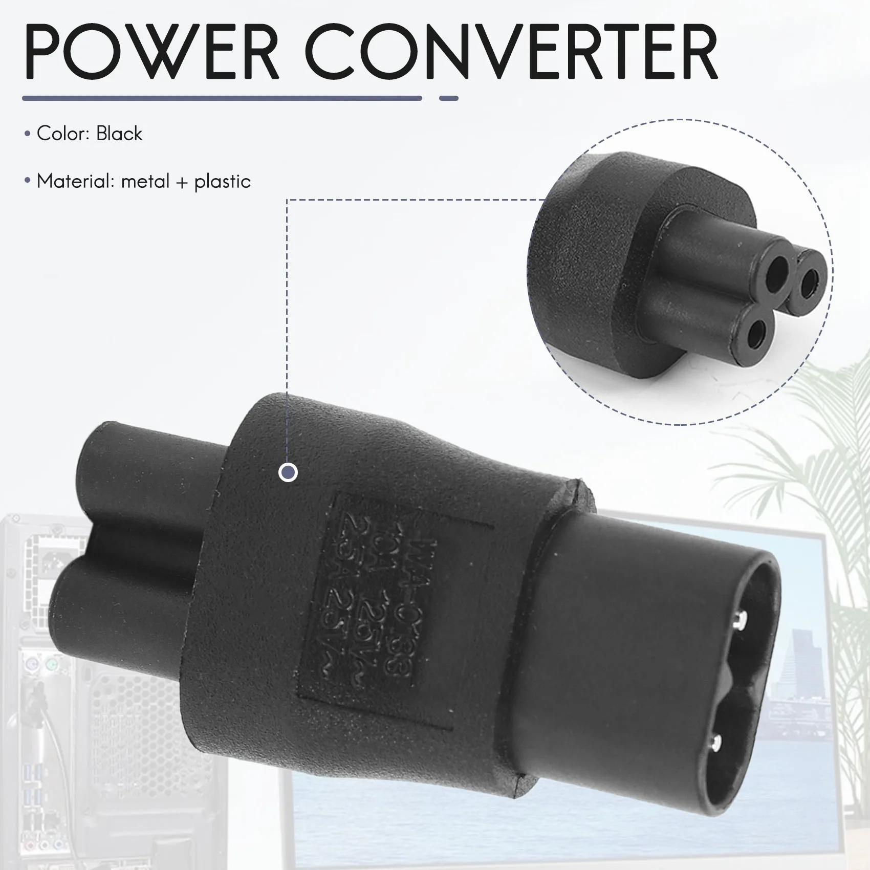 Адаптер источника питания IEC 320 C5 с 3-контактным гнездом на 2-контактный штекер C8