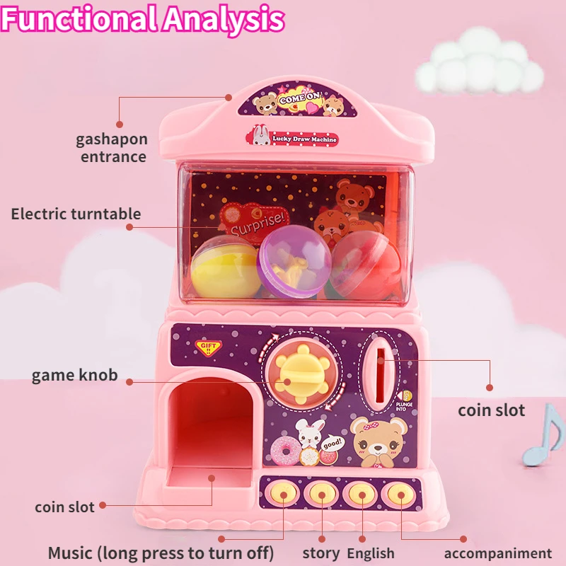 

Clip Doll Children's Egg Twisting Gashapon Machine Coin-operated Candy Game Machine Early Education Learning Machine Play House