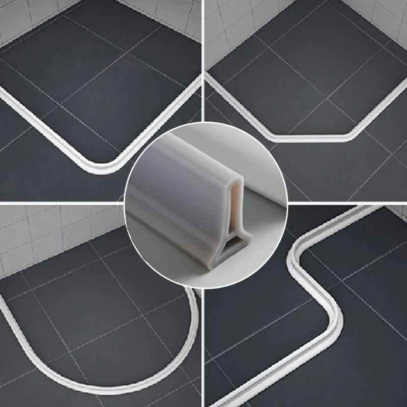 

1PC Silicone Bathroom Water Stopper Blocker Shower Dam Non-slip Dry And Wet Separation Flood Barrier Door Bottom Sealing Strip