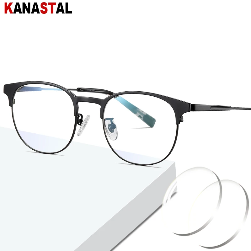 

Men Blue Light Blocking Reading Glasses Pure Titanium Oval Eyeglasses Frame Myopia Presbyopia Prescription Lens Optics Eyewear