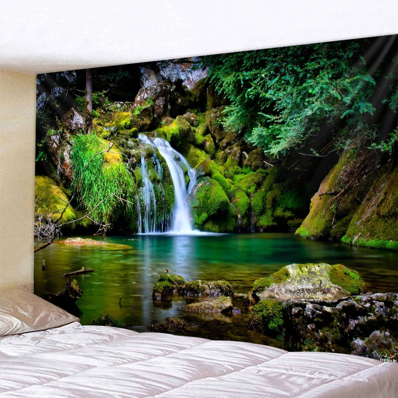 

Natuurlijke Bos Landschap Wandtapijt Psychedelische Scene Mandala Home Art Decoratief Tapijt Hippie Bohemian Yoga Matras Sheet