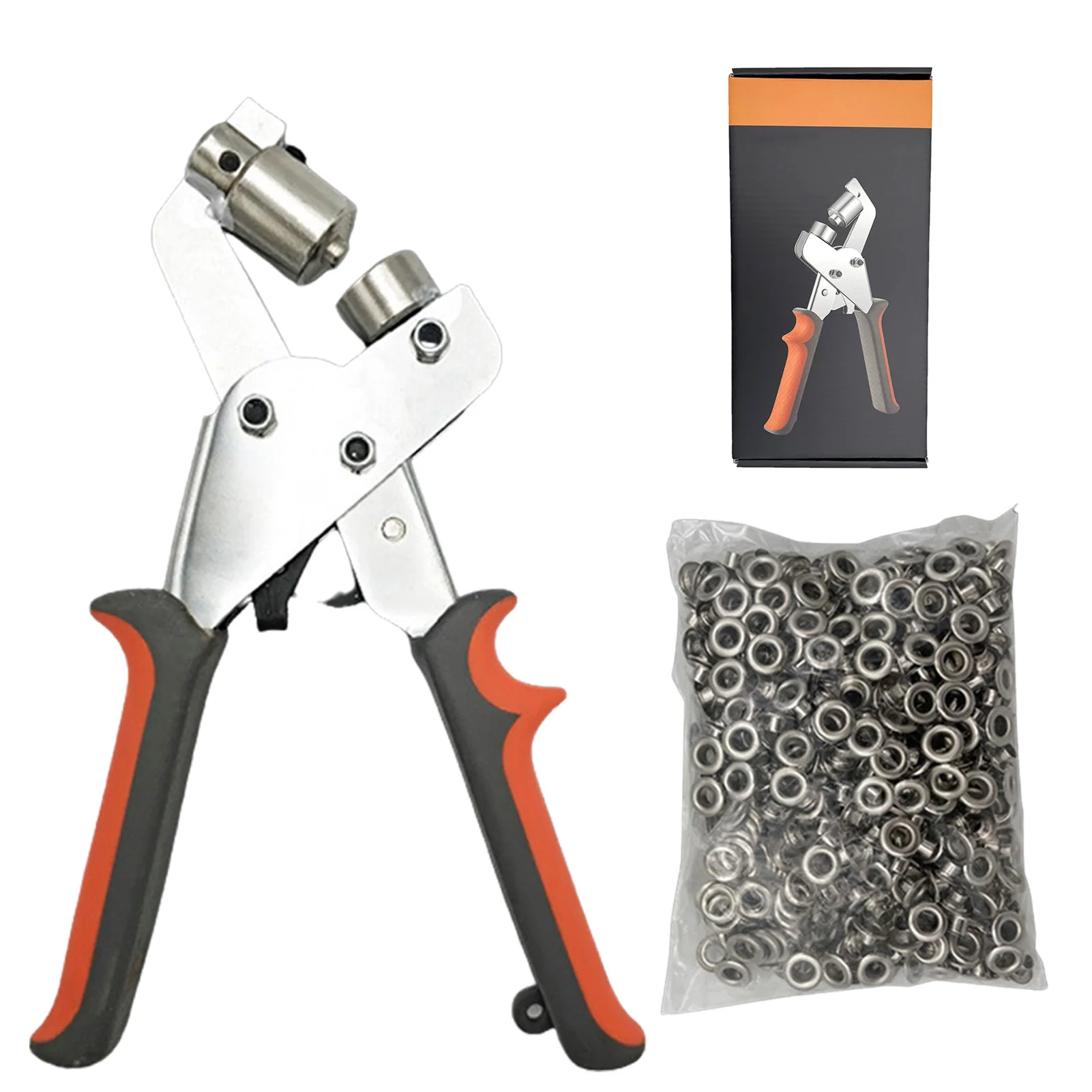 

Eyelet Hole Puncher Leather Belt Hole Punch Plier Revolve Sewing Machine Setter Tool With 500pcs Eyelet Household Leathercraft