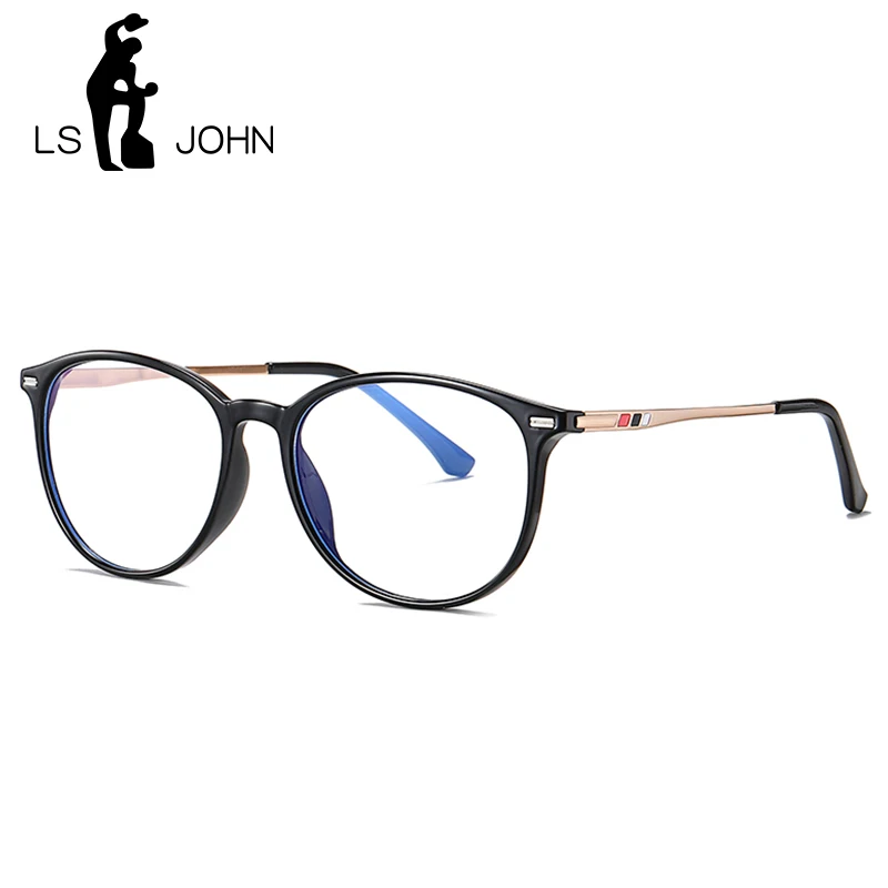 

LS JOHN Men Anti Blue Light Glasses Optic Custom Prescription Glasses Frame Polygo Alloy Myopic Hyperopic Reading Eyeglasses
