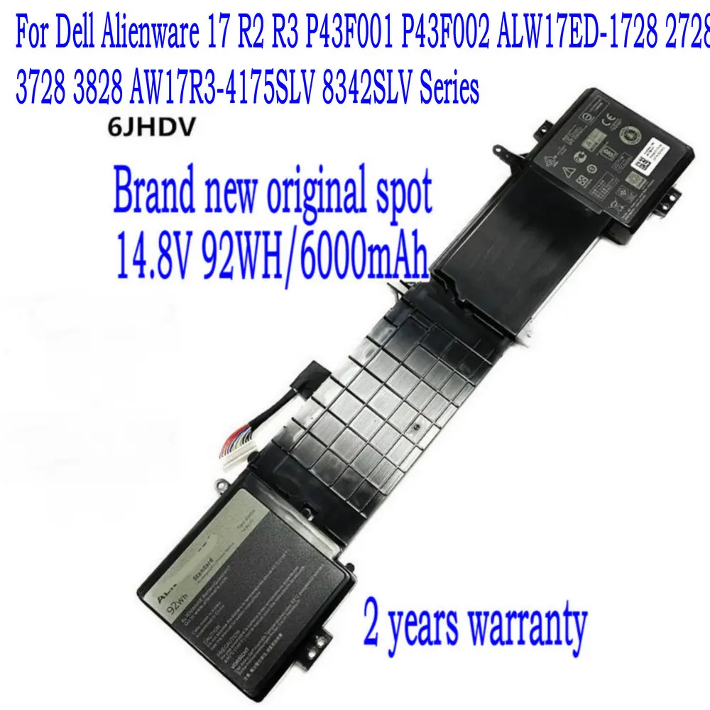 

Оригинальный аккумулятор для ноутбука 92WH 6jhdv для Dell Alienware 17 R2 R3 P43F001/002 ALW17ED-1728 2728 3728 AW17R3-4175SLV 8342SLV