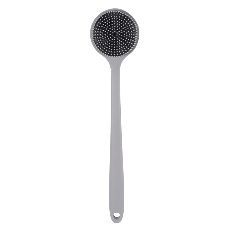 

JFBL Hot 2X Soft Silicone Back Scrubber Shower, Bath Body Brush With A Long Handle, Bpa-Free, Non-Slip, Gray
