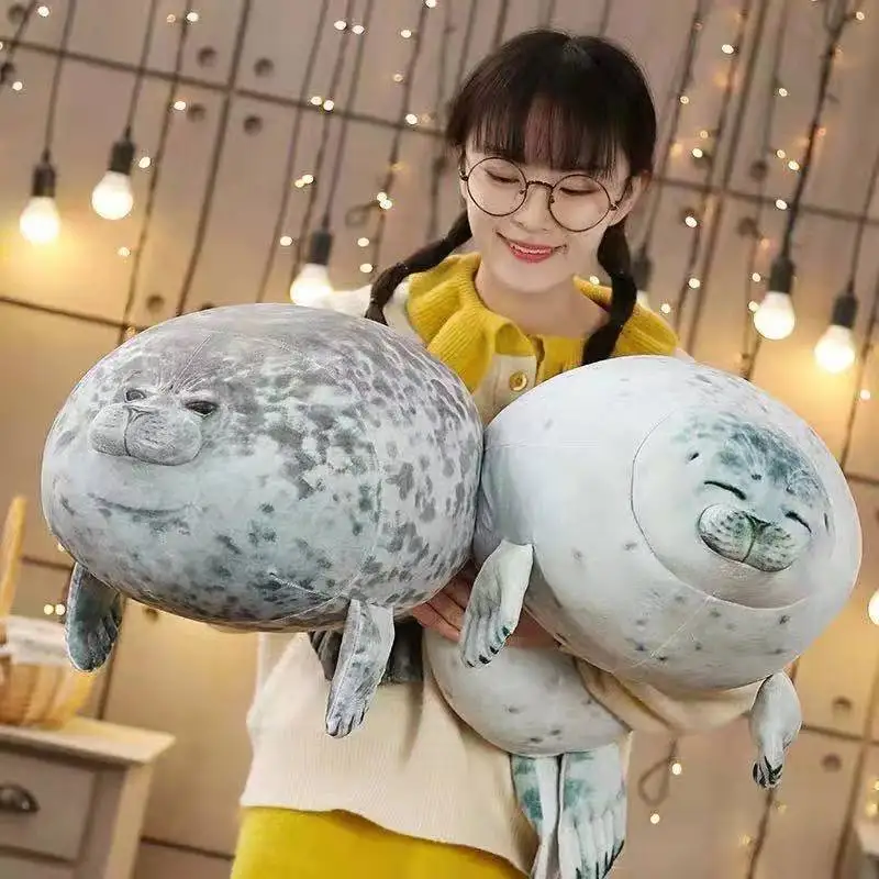 Kawaii Angry Blob Seal Pillow Fat Chubby Novelty Sea Lion Stuffed Plush Doll Toy Baby Sleeping Throw Cushion Gift for Kids Girls