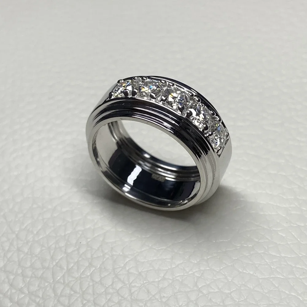 Кольцо Meisidian мужское из серебра 925 пробы с бриллиантом муассанитом