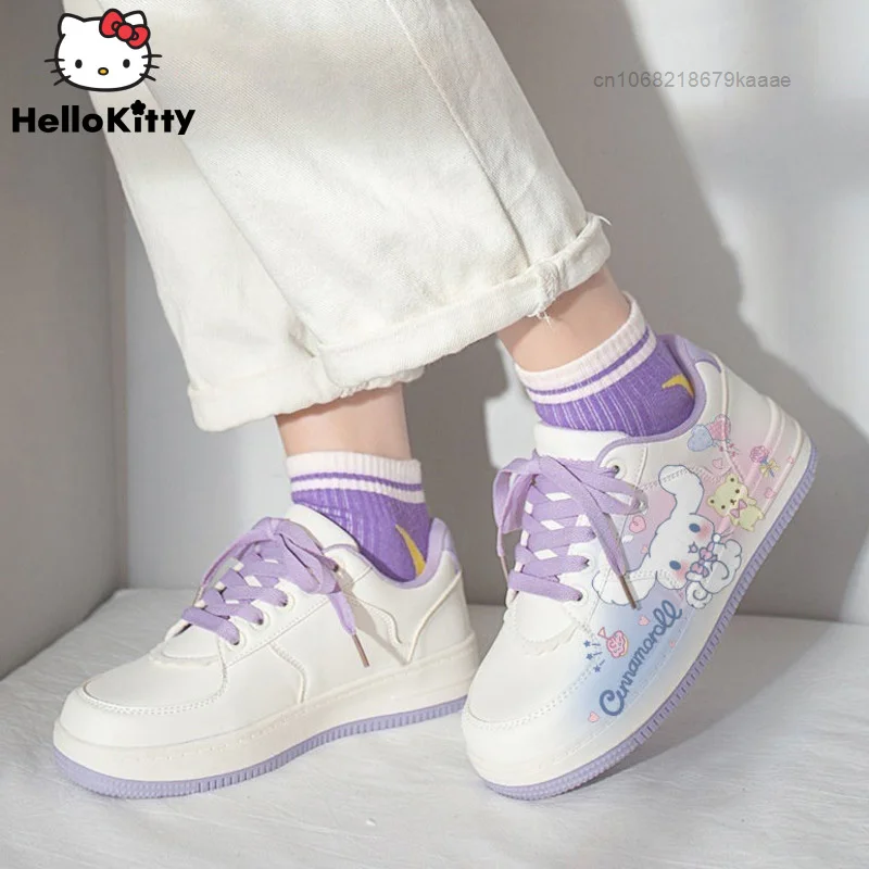 

Sanrio Cinnamoroll New Shoes Women Cartoon White Sneakers Soft Breathable Flat Shoes Y2k Student Casual Fashion Platform Sneaker