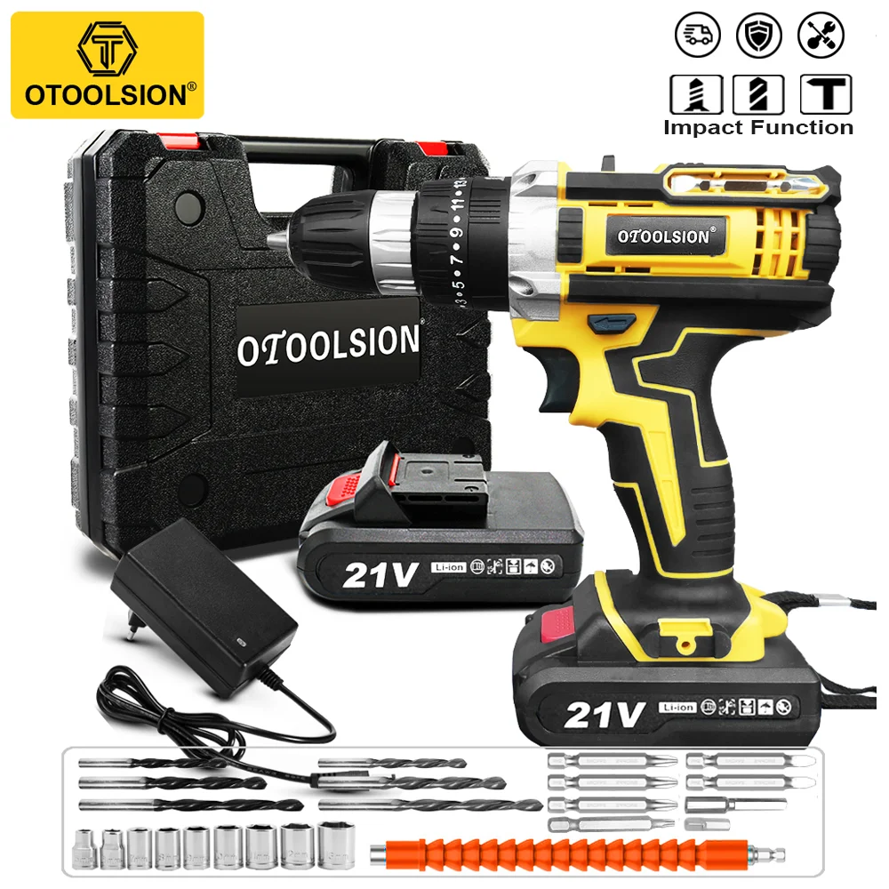 Многофункциональный Аккумуляторный шуруповерт, 21 в, 45 Н · м, перезаряжаемый электрический шуруповерт, миниатюрная ручная дрель, электроинструменты