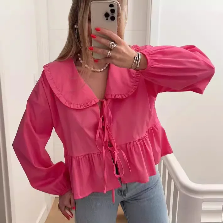 Женские рубашки в европейском и американском стиле на весну лето куртка шнуровке
