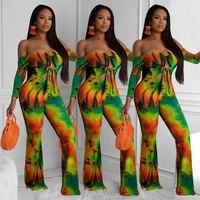 lovelysales new womens tracksuit one way neck print three quarter sleeve tie two piece set