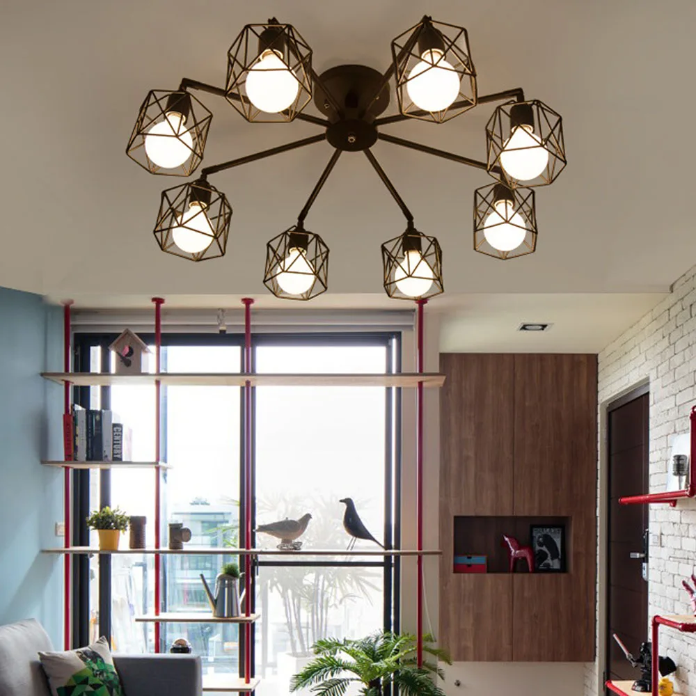 Скандинавская потолочная лампа с 3/5/6/8 насадками промышленная винтажная Люстра