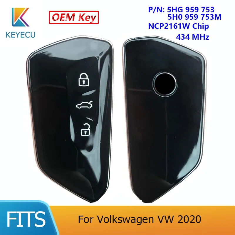 

KEYECU 3+1 Butttons 434MHz NCP2161W Chip for Volkswagen VW 2020 P/N: 5HG 959 753, 5H0 959 753M OEM Smart Remote Car Key