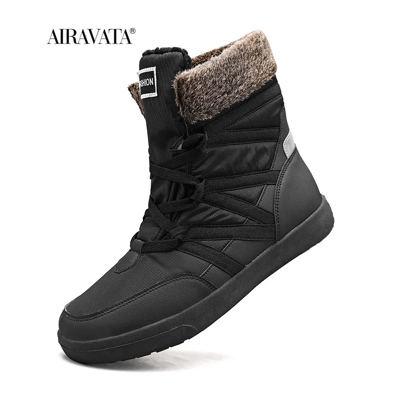 Winter Mens Womens Snow Boots Plus Velvet Warm Hiking Boots Outdoor Casual Mid-calf Boots Resistance Couples Cotton Shoes