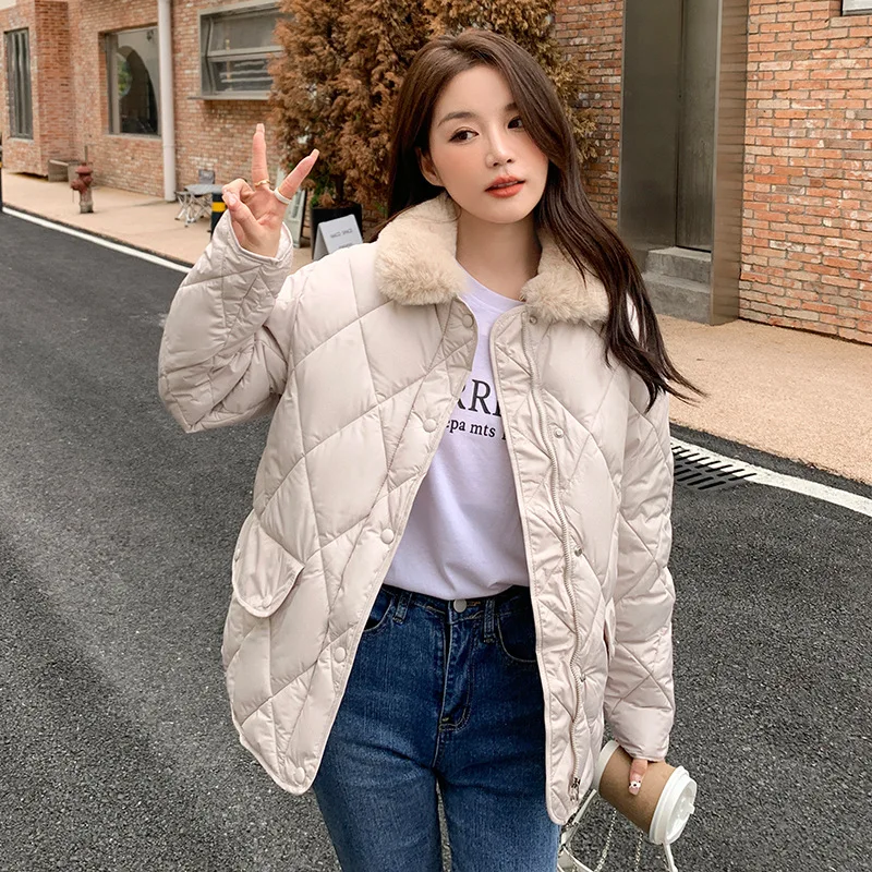 Y2k Clothes  Brown Jacket Sweet Girl Short Parkas Cotton Jacket Women's Winter New Korean Fashion Loose Lapel  Cotton Jacket