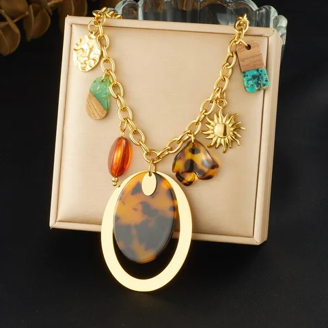 DIEYURO Овальный кулон леопардовый принт