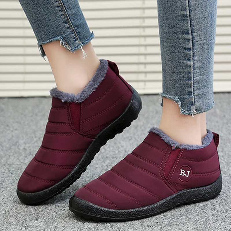 

Женские зимние ботинки, модная женская обувь, женские ботинки на платформе без шнуровки, повседневные ботильоны, водонепроницаемые ботинки...