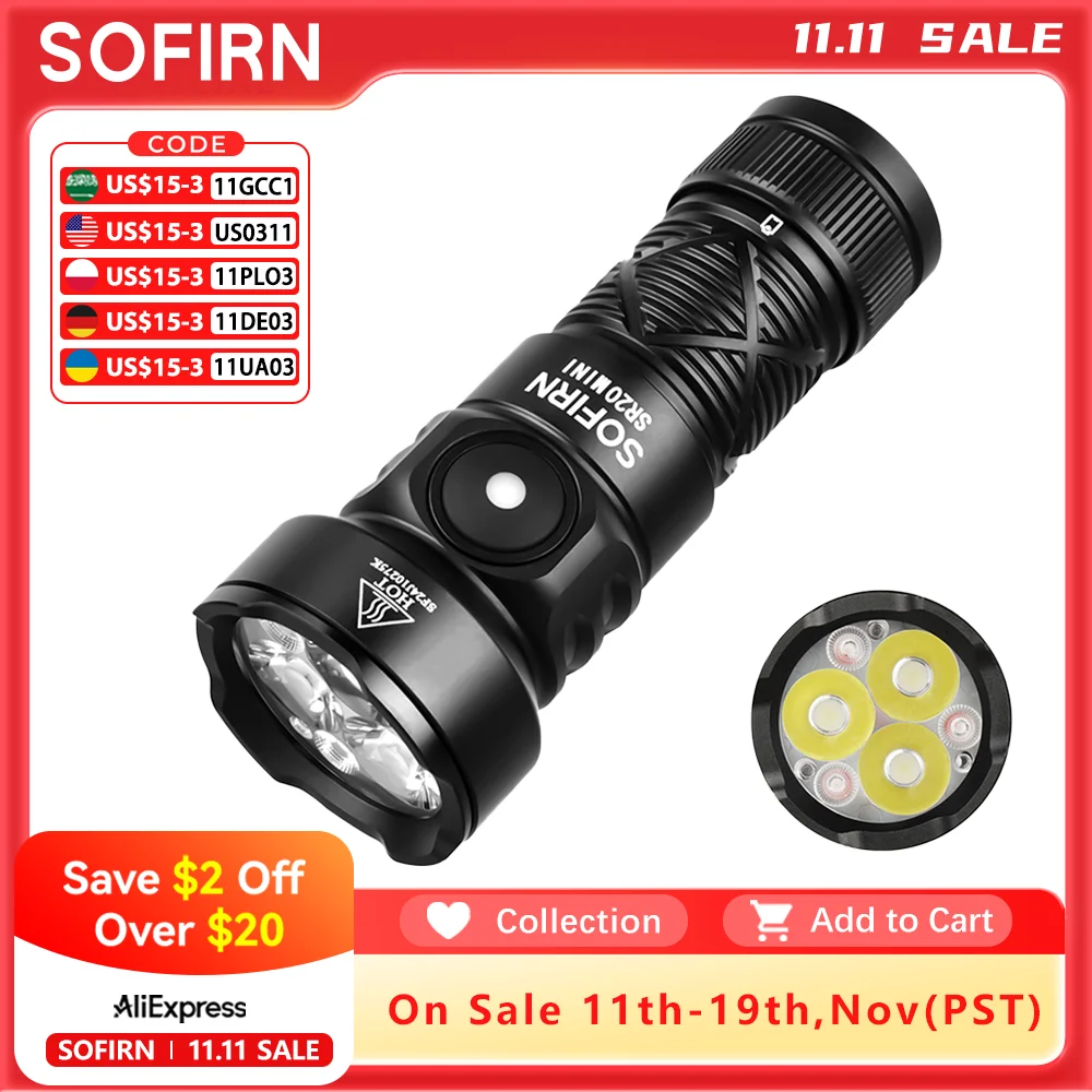 

Sofirn SR20 MINI Фонарик Белый и Красный 1200лм