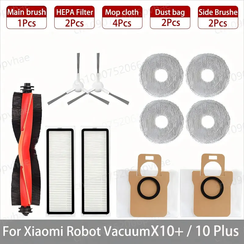 Для робота-пылесоса Xiaomi X10+/X10 Plus Запчасти Аксессуары Основная щетка Боковая щетка Hepa-фильтр Швабра Тканевый мешок для сбора пыли Запасной запасной