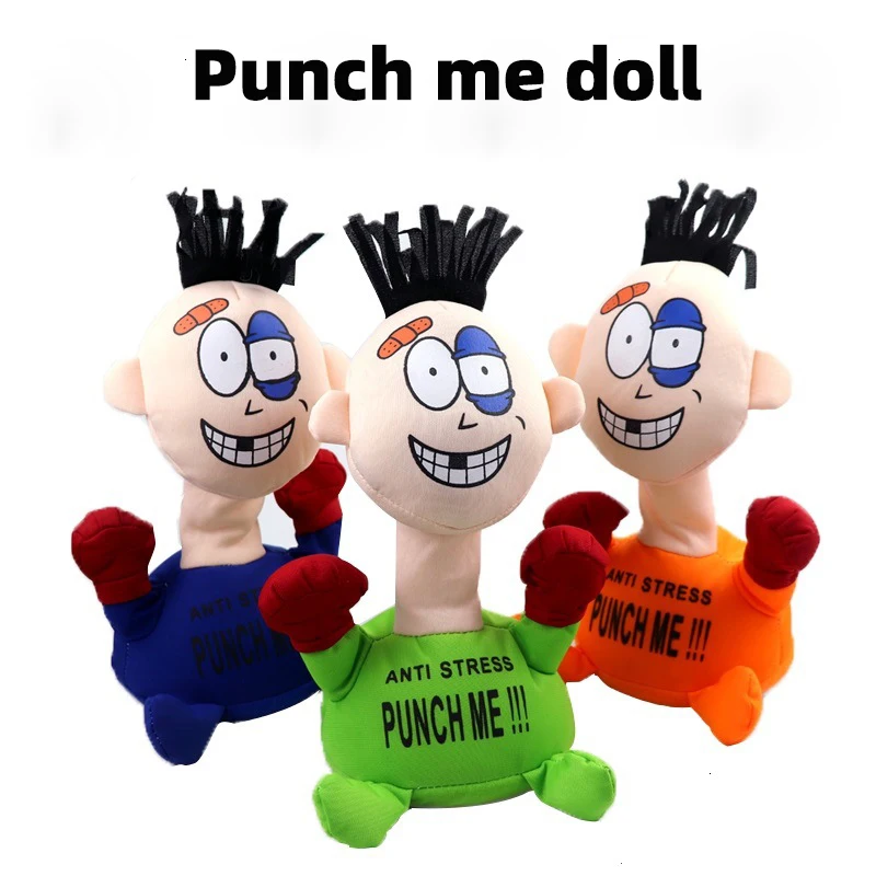 

Electric Plush Toy Punch Hit Me Villain Creative Vent Decompression Toys Doll Toys For Friends Funny Toys children or Adult Gift