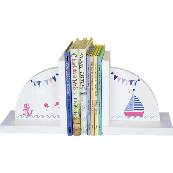 

Personalized Pink Sailboat Childrens Bookends