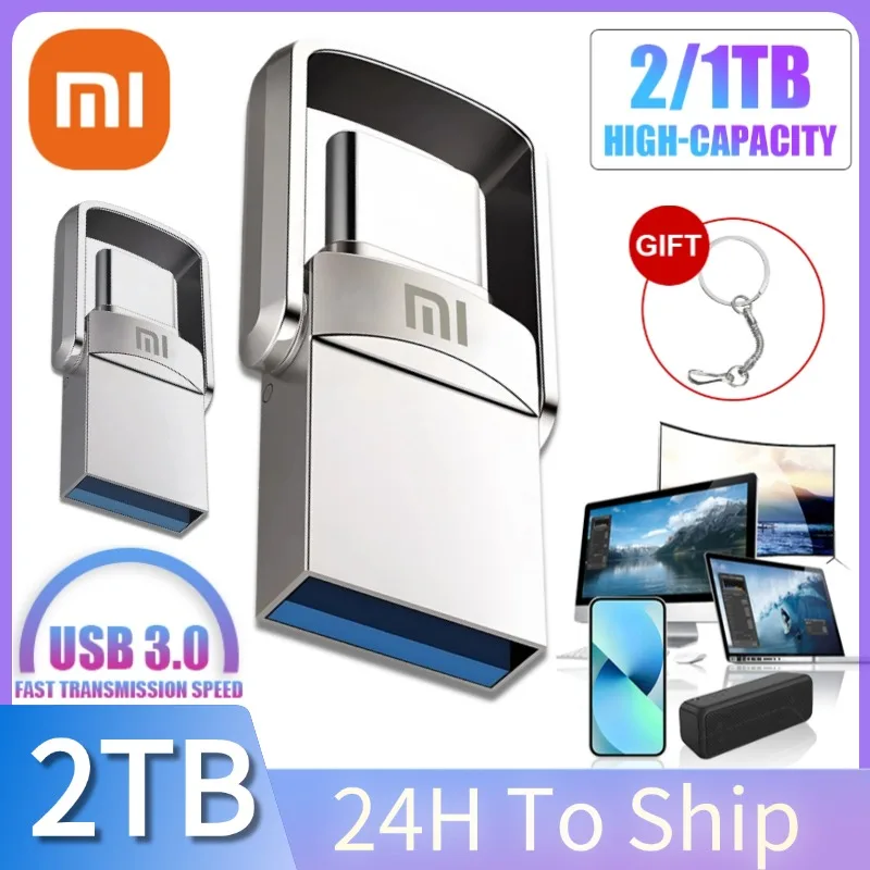 Xiaomi 2TB 3.0 Mini U Disk Портативная USB-накопитель 1 ТБ 512 ГБ Флэш-накопители Металлический