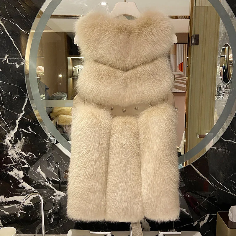 Fox Hair Vest Women's Fur Autumn and Winter New Mid Long Fur One European and American Fashion Trend