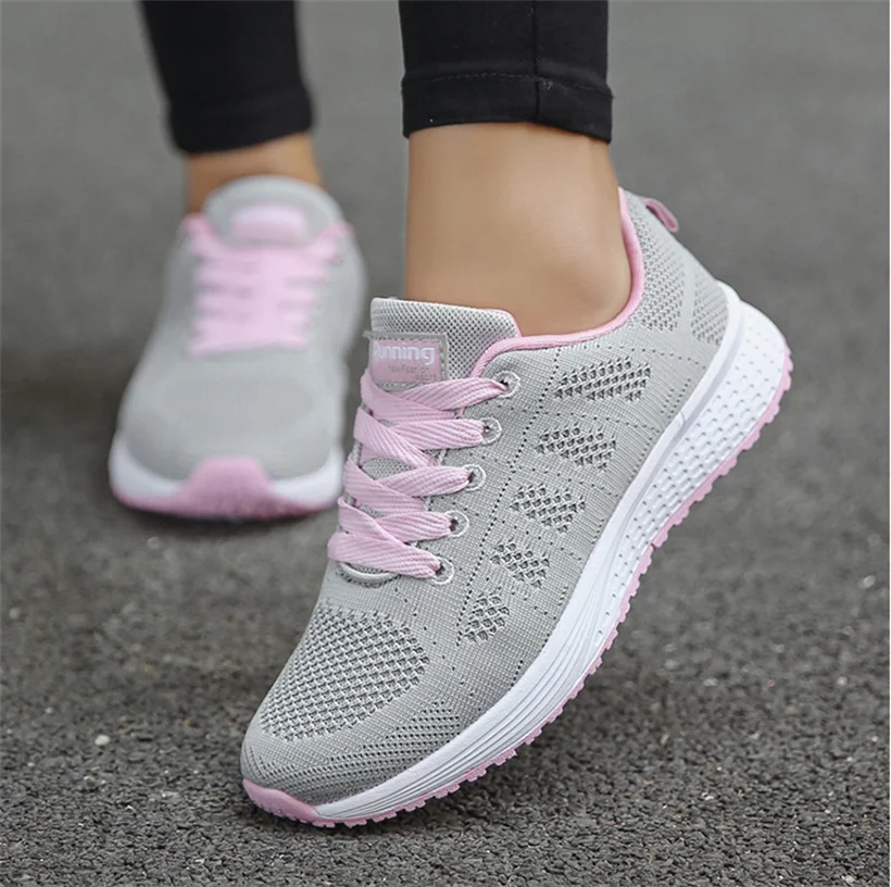 2023 Women Fashion Shoes Breathable Walking Mesh Flat Shoes Woman White Sneakers Casual Tenis Feminino Female Shoes