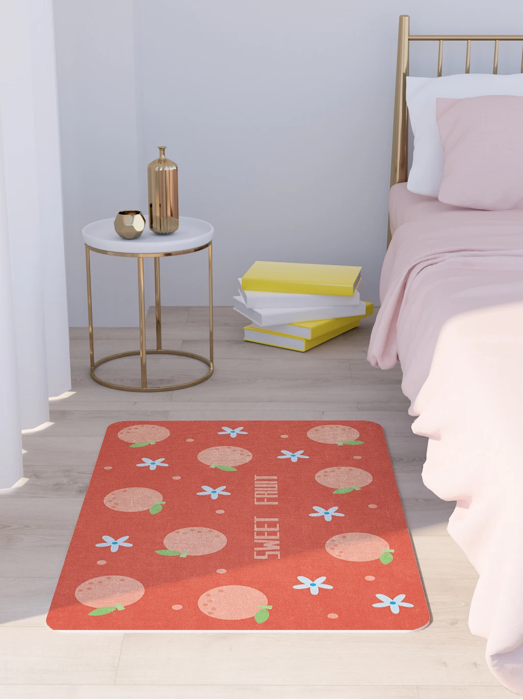 Мультяшный ковер с изображением клубники винограда и других фруктов напольный