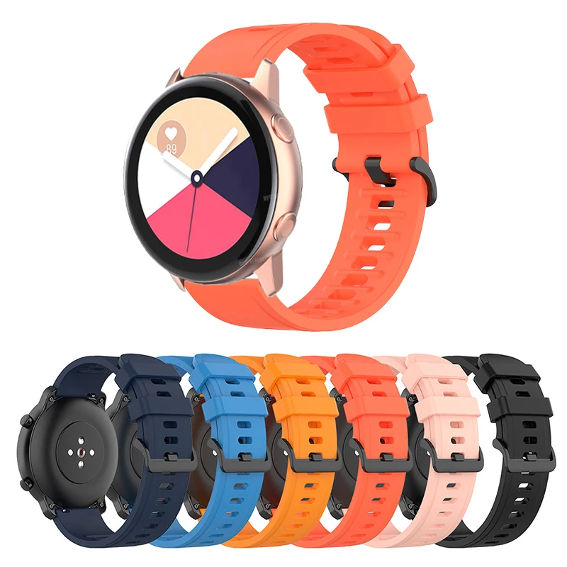 

20mm Silicone Strap for Samsung Galaxy Active 2 40mm 44mm/Watch 3 41mm 42mm Bracelet Sport Watchband For Amazfit GTS 2 2E 3 Band