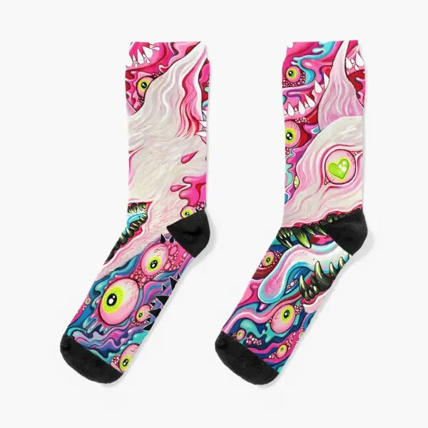 

Glitterwolf Acrylic Painting Crew Socks Mens Cute Unisex Ladies Girls Breathable Pattern Cotton Best Women Comfortable Black