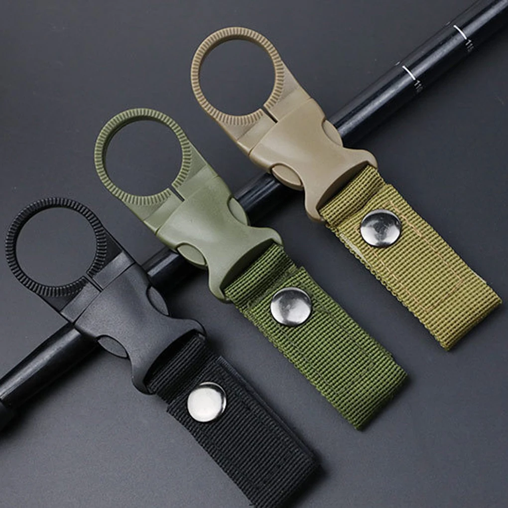 

Backpack Buckle Carabiners Attach Quick Bottles Hook Portable Nylon Water Bottle Buckles Clip Webbing Strap Outdoor Black