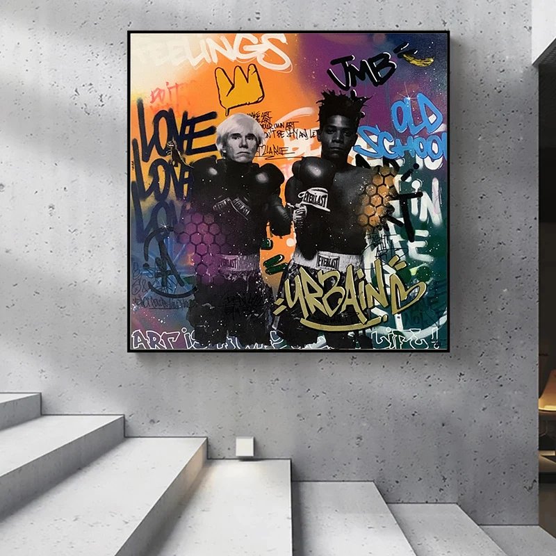 

Abstract Graffiti Art Boxing Champion Figure Crown Canvas Painting Retro Posters Print Wall Picture for Living Room Home Decor