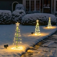 solar outdoor garden christmas tree light stand garden led ground lamp string waterproof ip65 star lantern decorative light