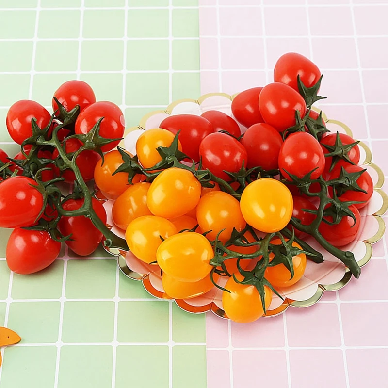 

Artificial Fake Fruit Lifelike Red Realistic Cherry Tomatoes for Home Decoration Photography Prop Model Room Display