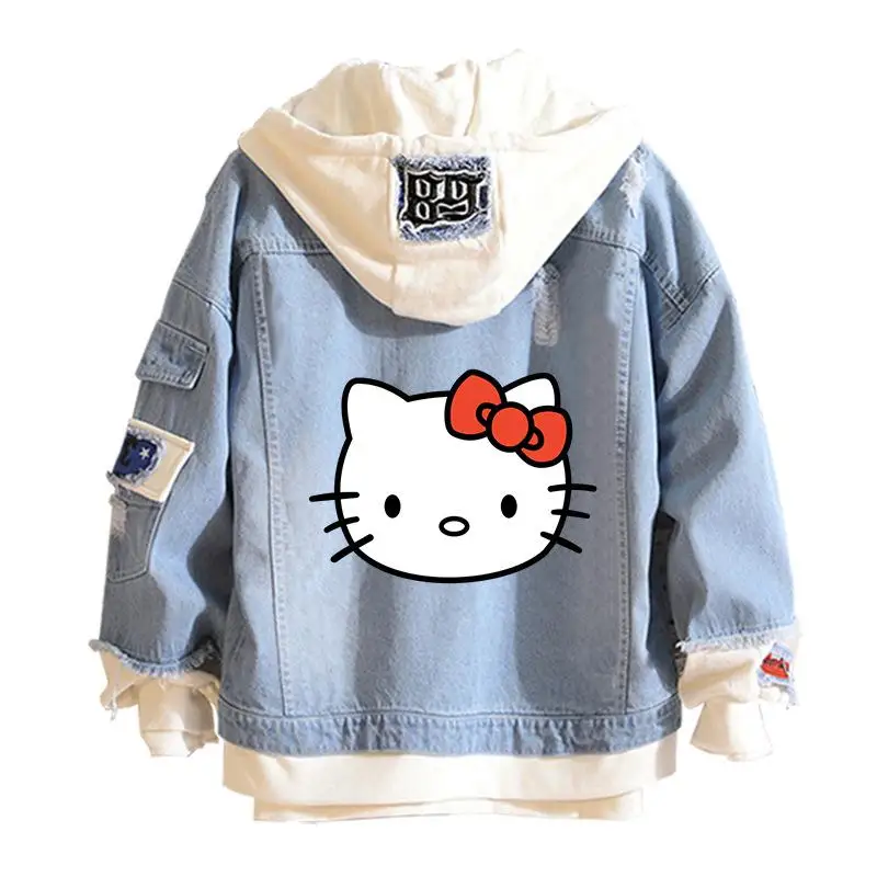 Ковбойское пальто с рисунком аниме Sanrio Hello Kitty модное кавайное весенне-осеннее