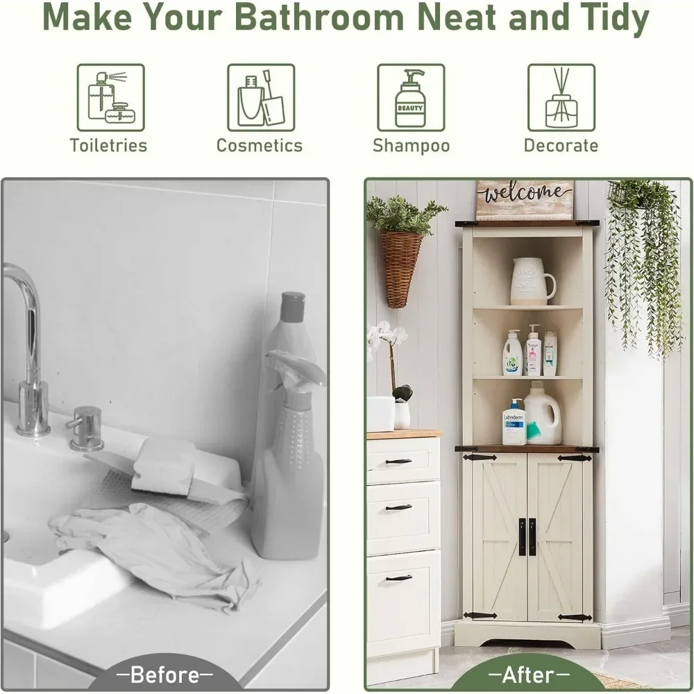 Угловой шкаф для хранения в фермерском хозяйстве с дверью сарая и регулируемыми