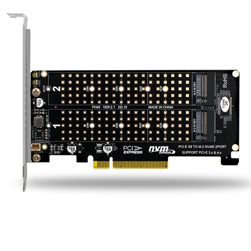 

PCI-E X8 X16 Double Disk Transfer Card NVME M.2 MKEY SSD RAID Array Expansion Adapter Motherboard PCI-E 3.0 4.0