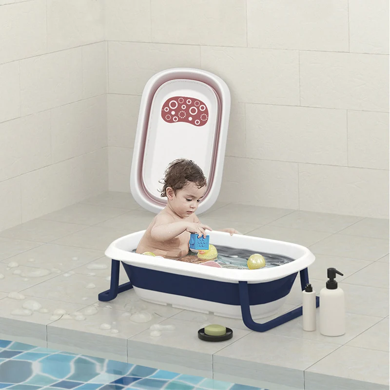 

Easy Folding Baby Bath Tub Foldable Baby Shower Tubs With Non-slip Cushion Eco-friendly Newborn Bathtub Adjustable Kids Bathtub