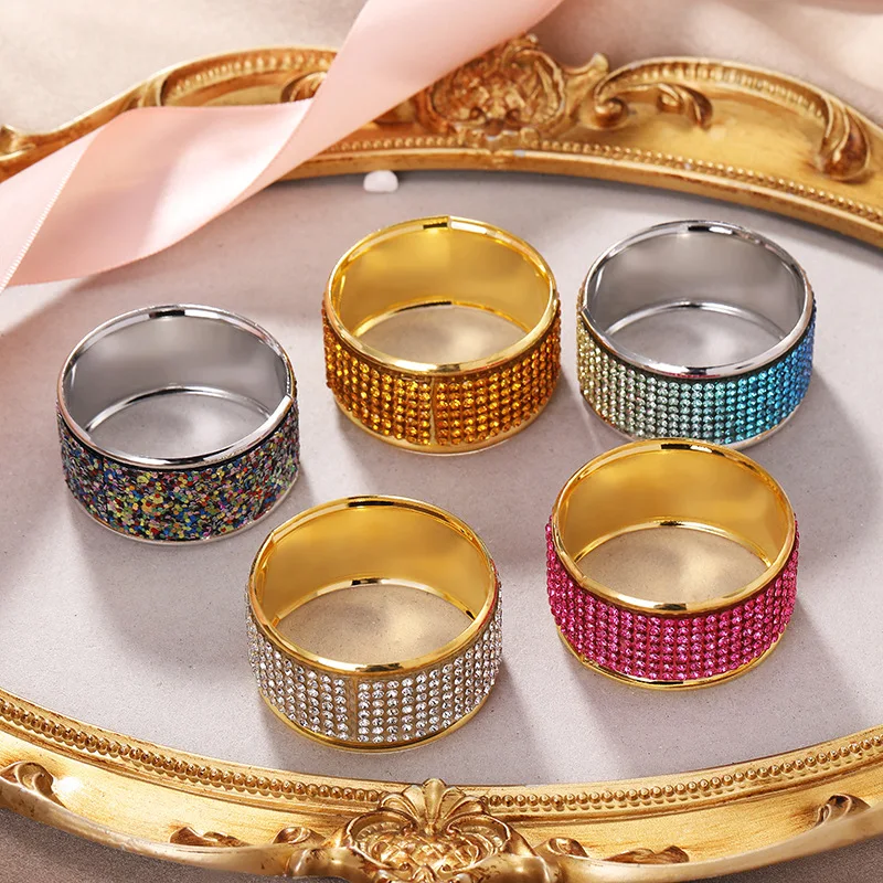 

6PCS/exquisite light luxury AB rhinestone hotel set table towel ring table decoration for western food wedding festival party