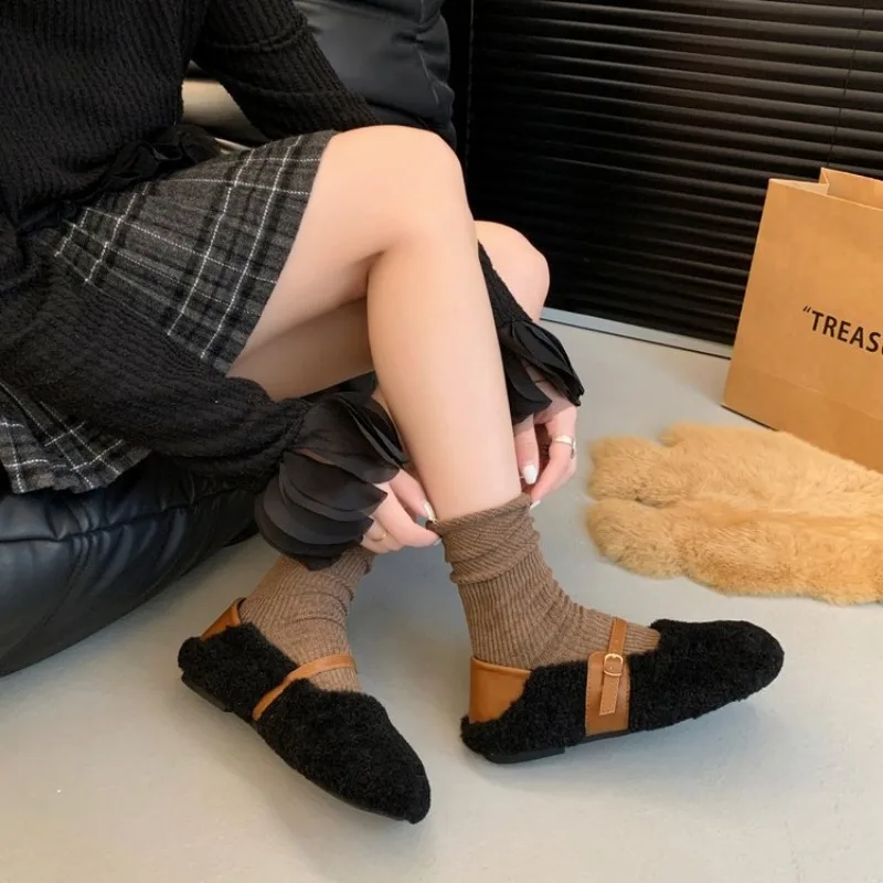 Женские флисовые балетки на плоской подошве весну-осень