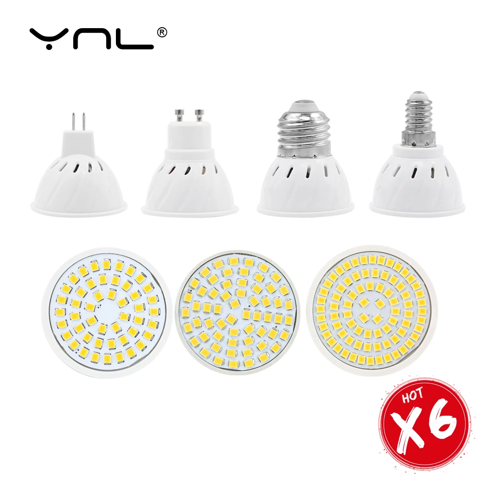 

6pcs/lot Lampada LED Bulb GU10 E27 E14 MR16 3W 5W 7W 220V 240V Bombillas LED Lamp SMD 2835 48LED 60LED 80LED Spotlight