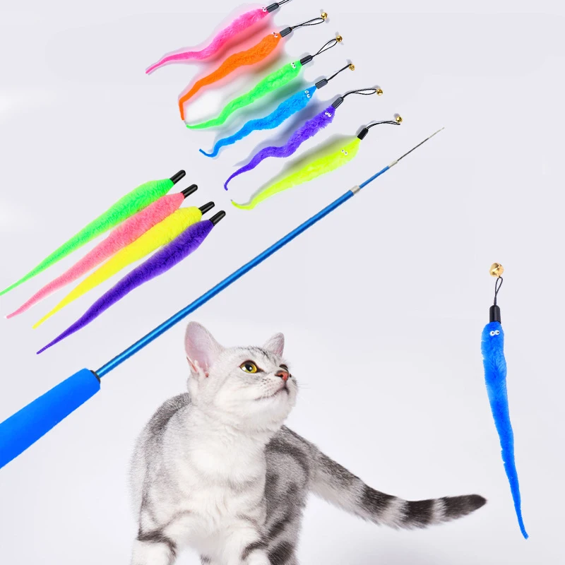 

5/10 Pcs Teaser Refills Interactive Cat Feather Toy for Cat Kitten Having Fun Exerciser Playing Retractable Cat Toys Wand