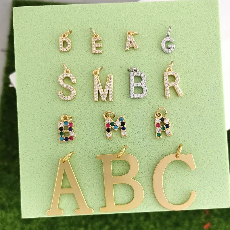 

QMHJE Initial ABC Alphabet Letters Charm Pendant for Necklace Bracelet Choker CZ Accessories DIY Gold Silver Color Wholesale
