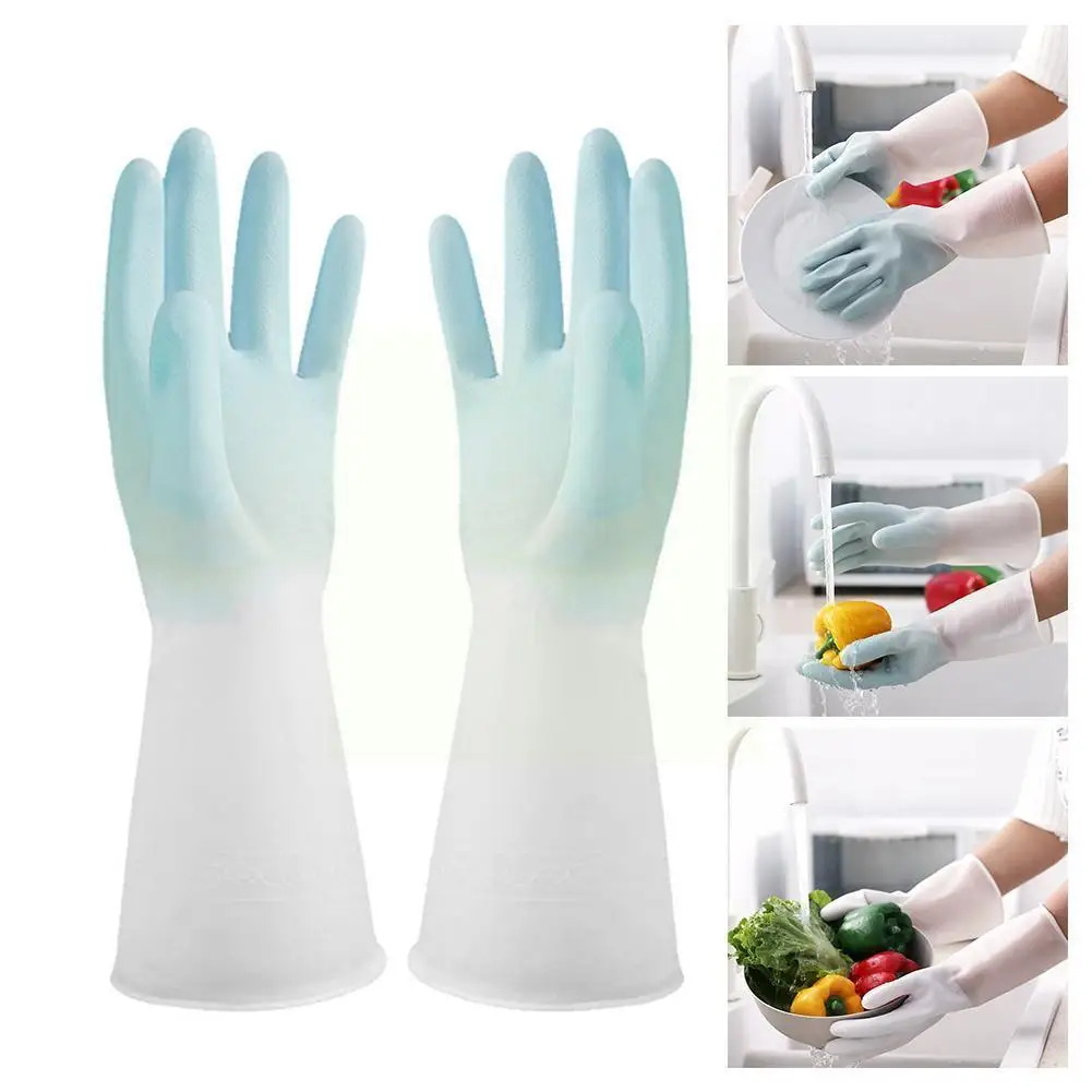 

1pair Silicone Cleaning Gloves Dishwashing Cleaning Sponge Washing Gloves Dish Tools Cleaning Rubber Scrubber Gloves N3i0